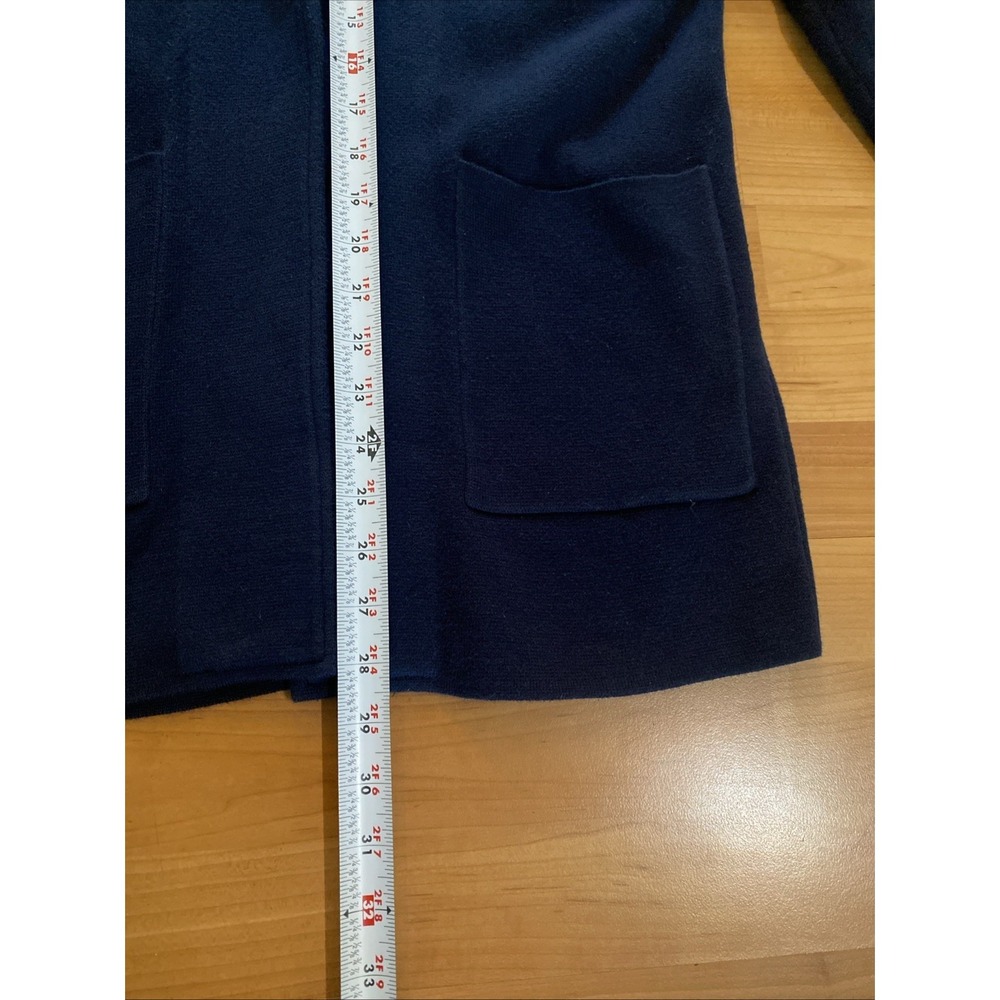 Quince Open Front Navy Blue Cardigan Long Sleeve Size XS Organic Cotton Pockets - Picture 5 of 8